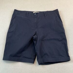 Talbots Shorts Womens 12P Petite Navy Blue Chino Flat Front